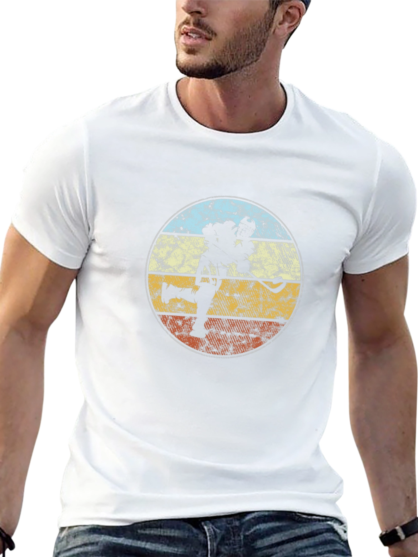 Lacrosse Player Retro Graphic T-Shirt