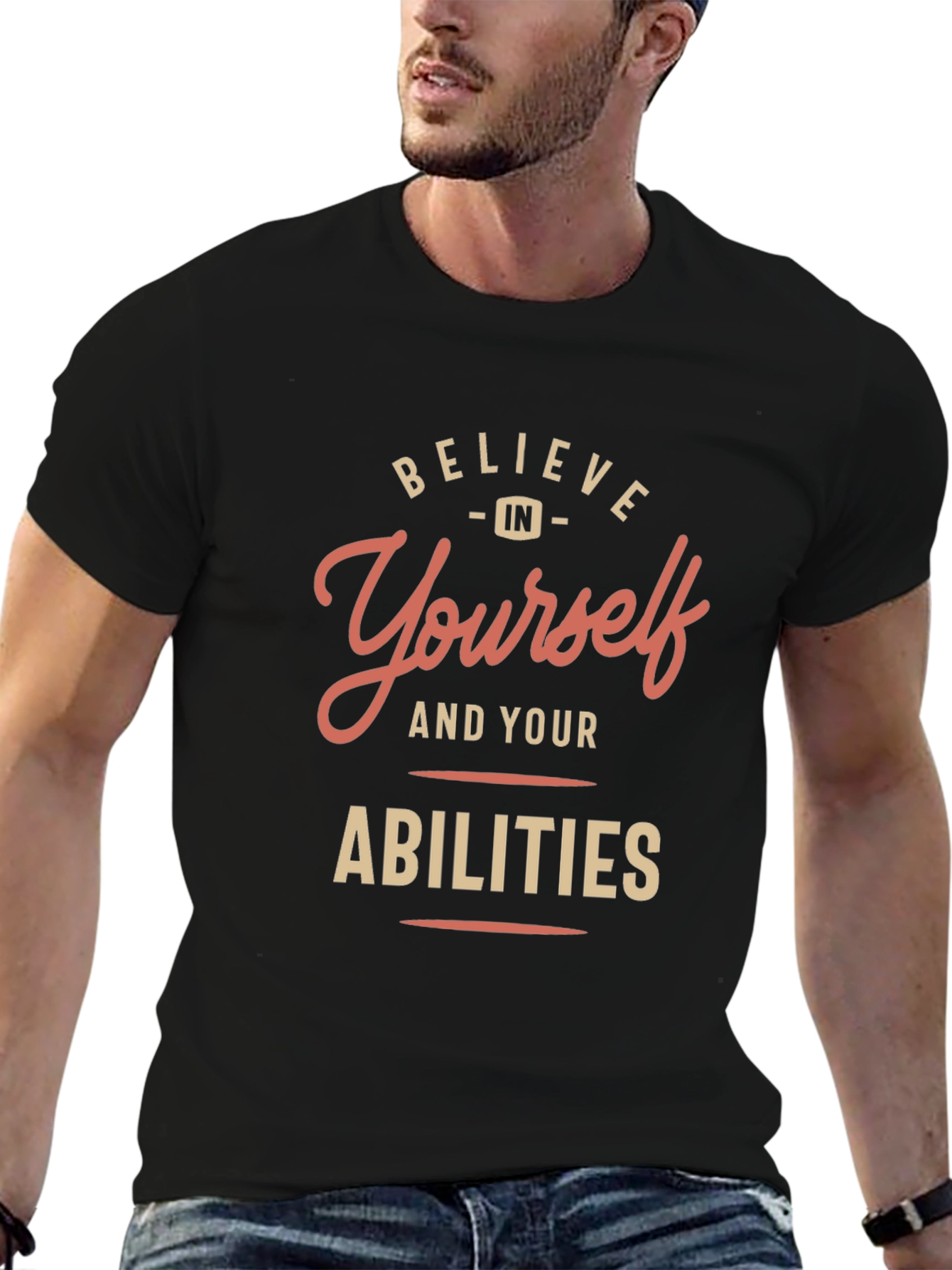 Believe in Yourself Black Graphic T-Shirt