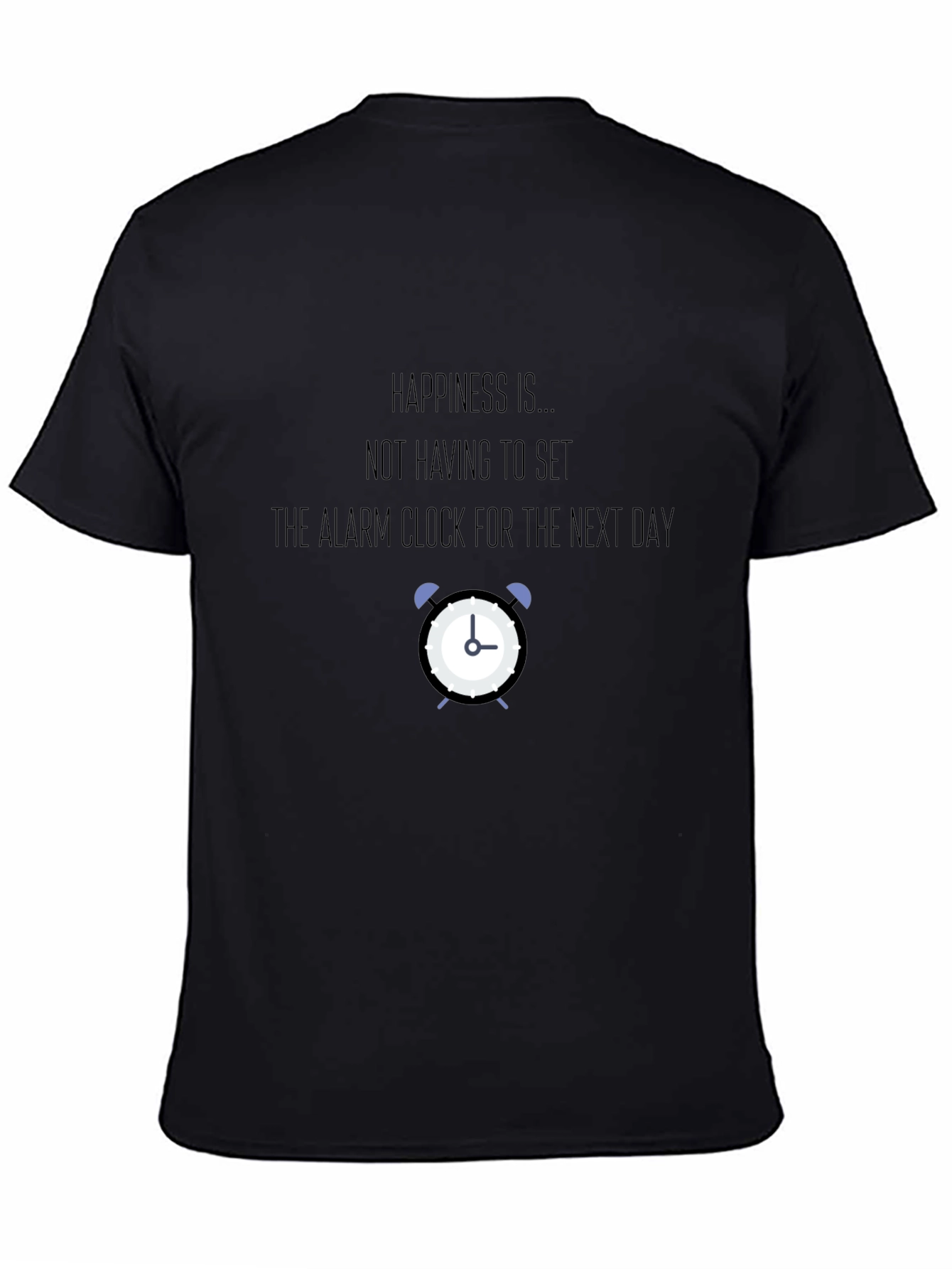 Happiness Alarm Clock Graphic Tee - Black T-Shirt