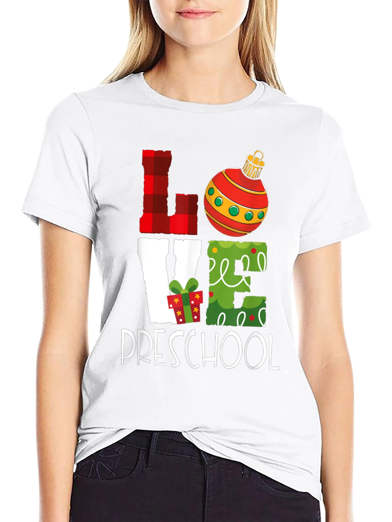 Love Preschool Christmas T-Shirt - Holiday Teacher Gift