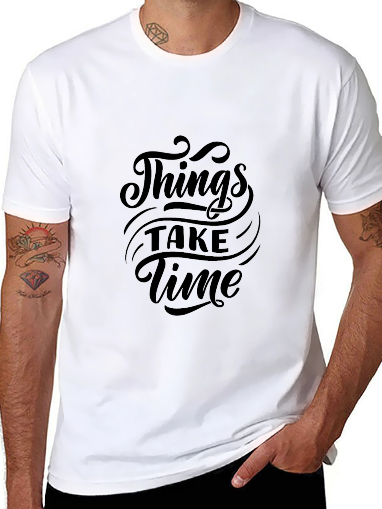Things Take Time Black Graphic Tee
