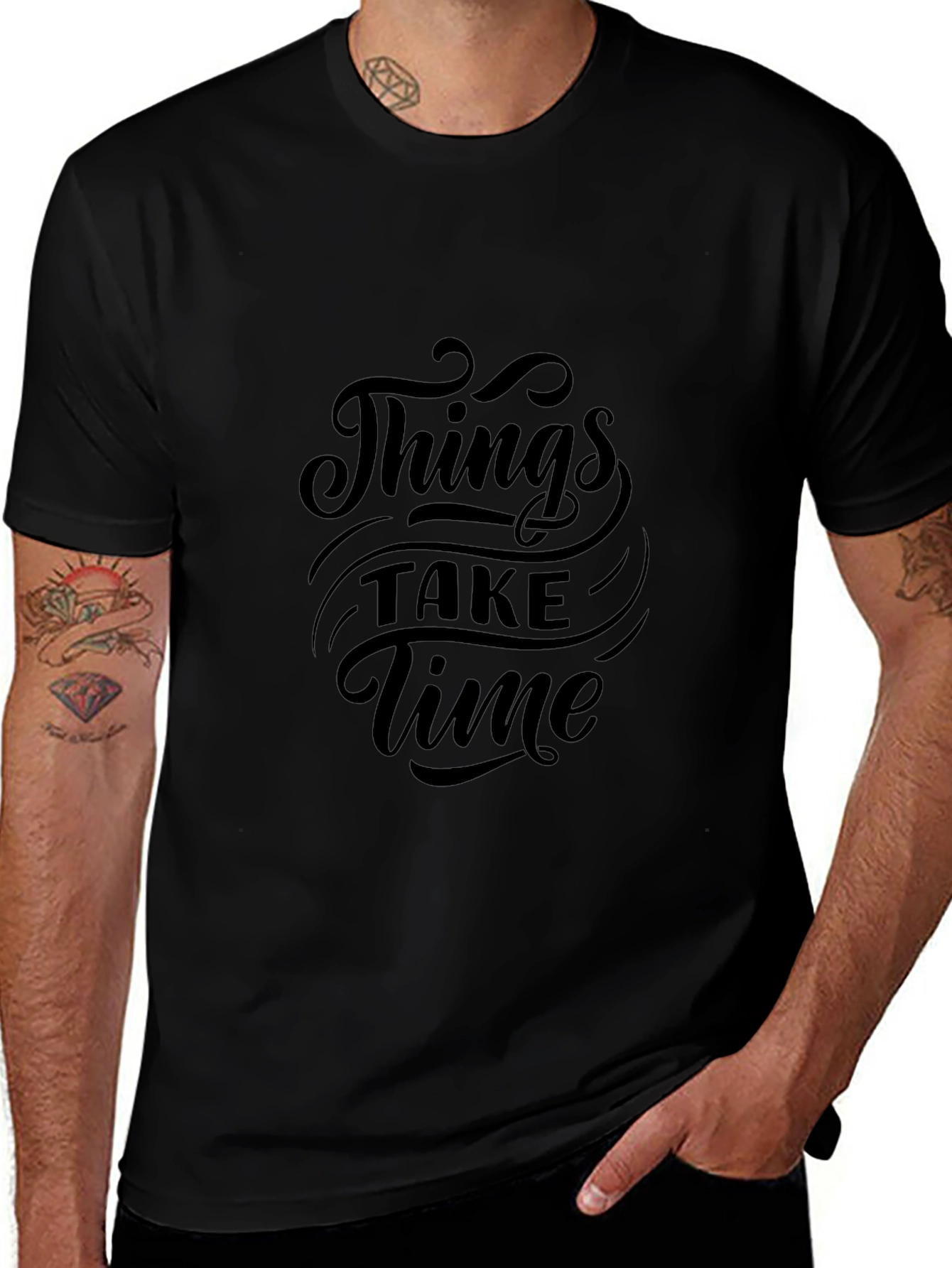 Things Take Time Black Graphic Tee
