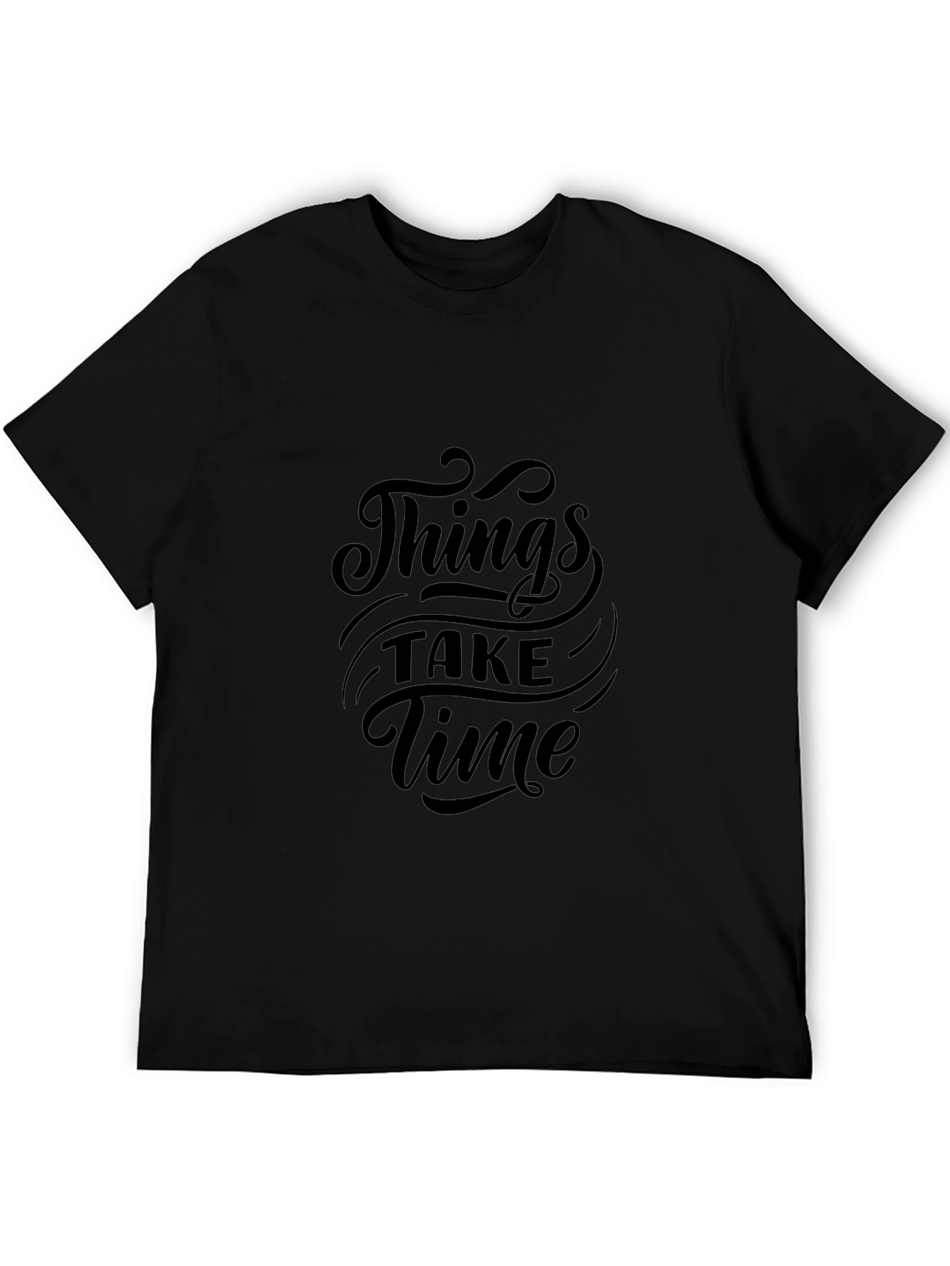 Things Take Time Black Graphic Tee
