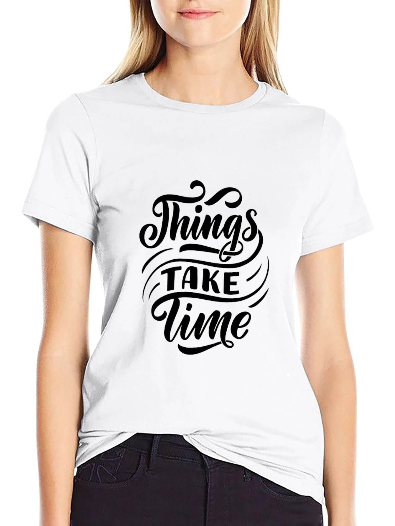 Things Take Time Black Graphic Tee