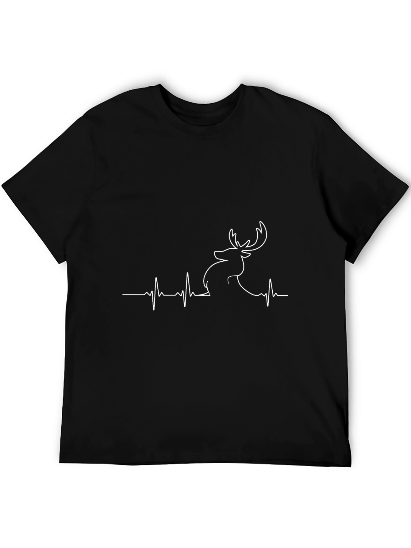 Heartbeat Deer Graphic Tee - Black