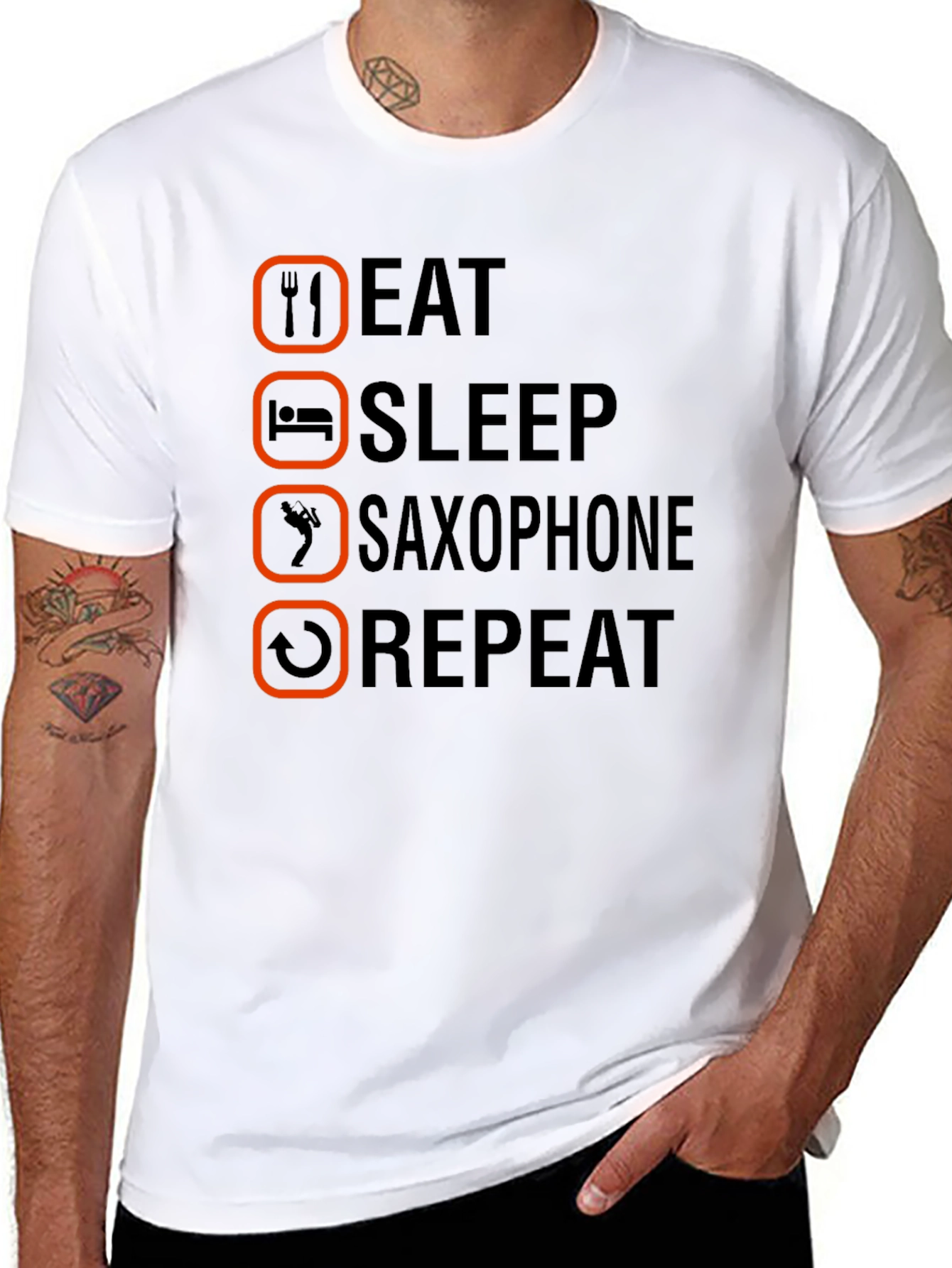 Eat Sleep Saxophone Repeat T-Shirt - Musicians Tee