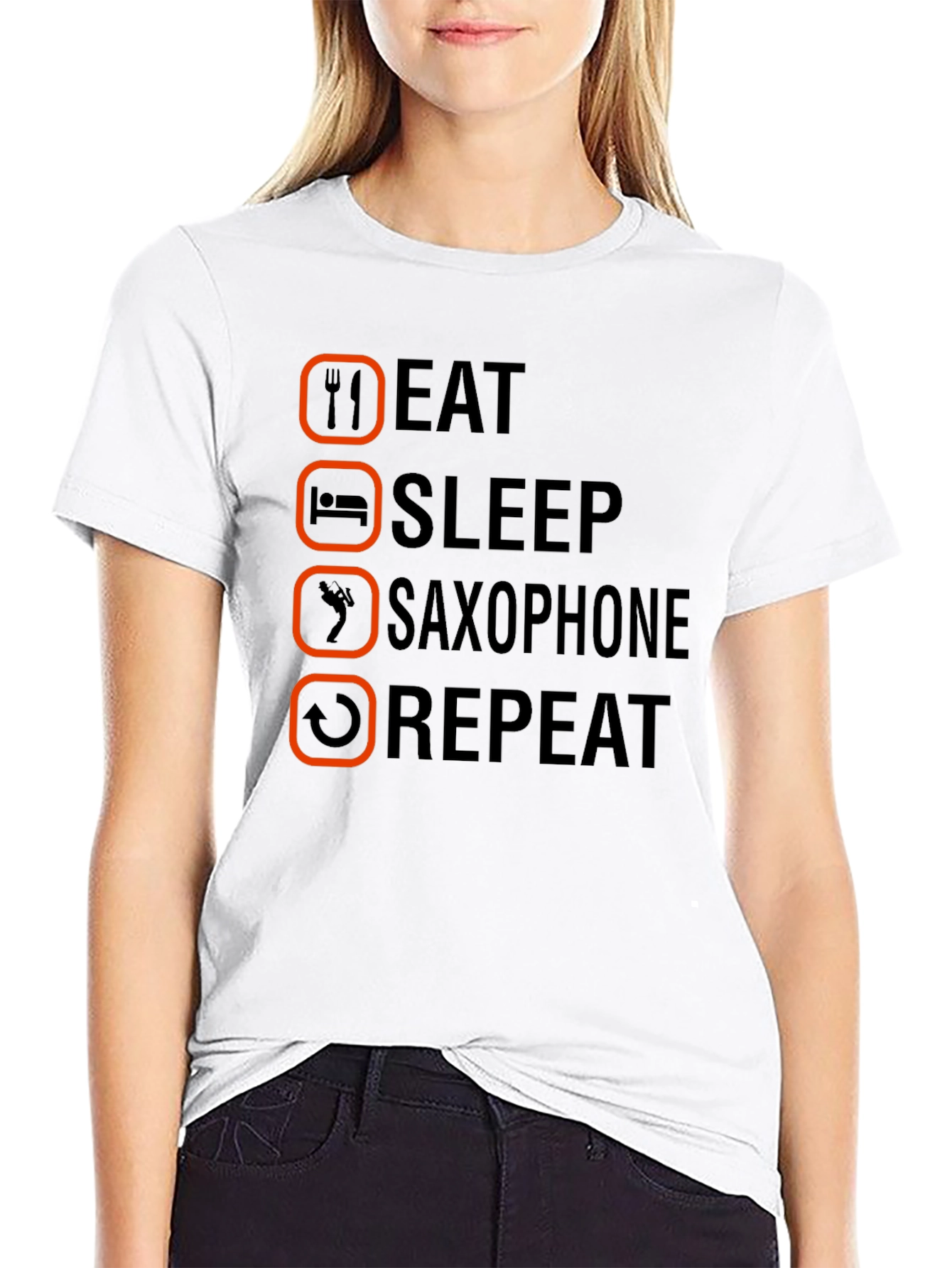 Eat Sleep Saxophone Repeat T-Shirt - Musicians Tee