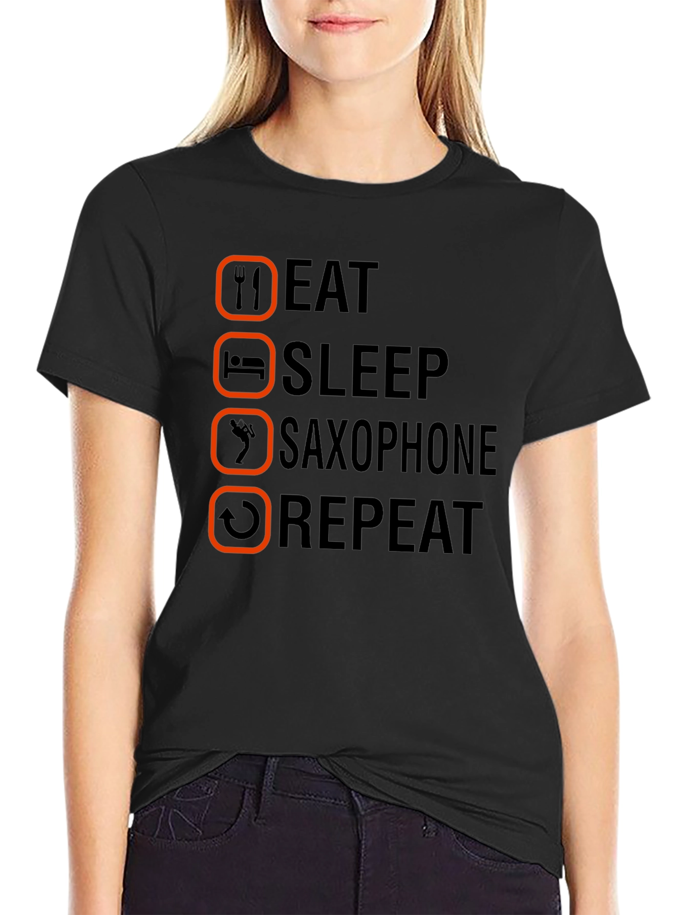 Eat Sleep Saxophone Repeat T-Shirt - Musicians Tee