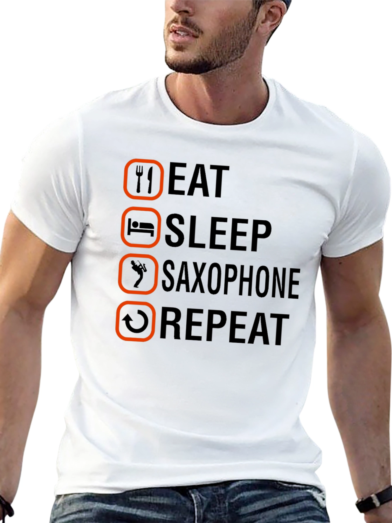 Eat Sleep Saxophone Repeat T-Shirt - Musicians Tee