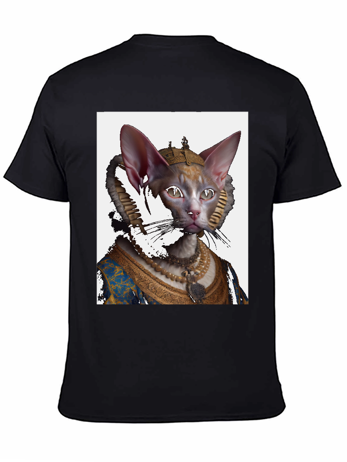 Regal Cat Portrait Black T-Shirt