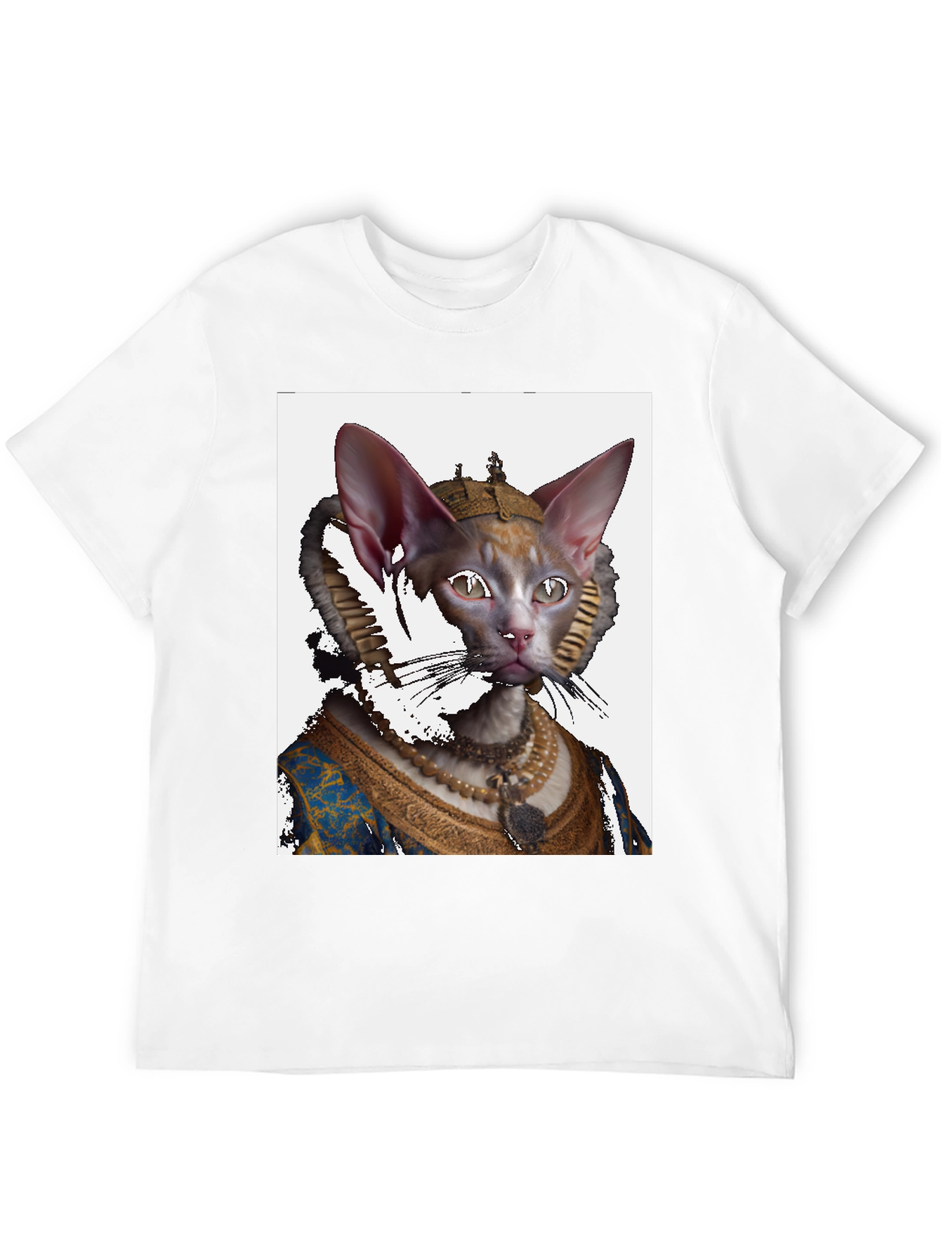 Regal Cat Portrait Black T-Shirt