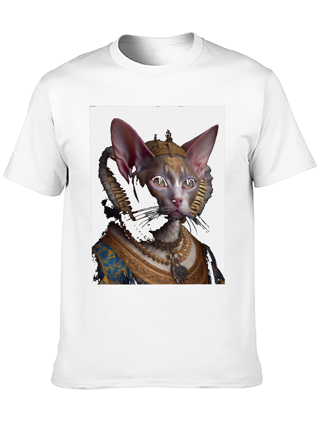 Regal Cat Portrait Black T-Shirt