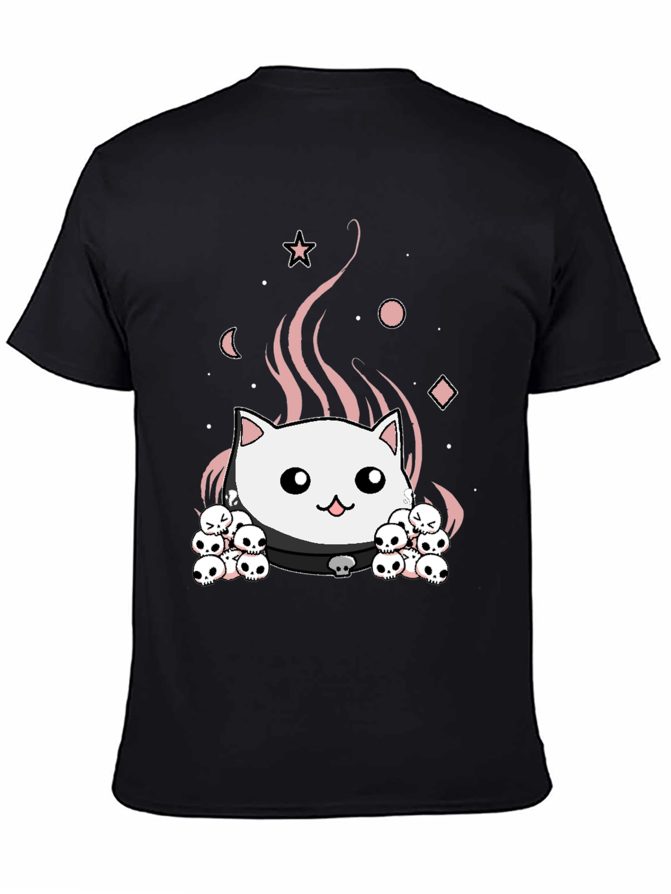 Gothic Cat Skull T-Shirt - Cute Spooky Design
