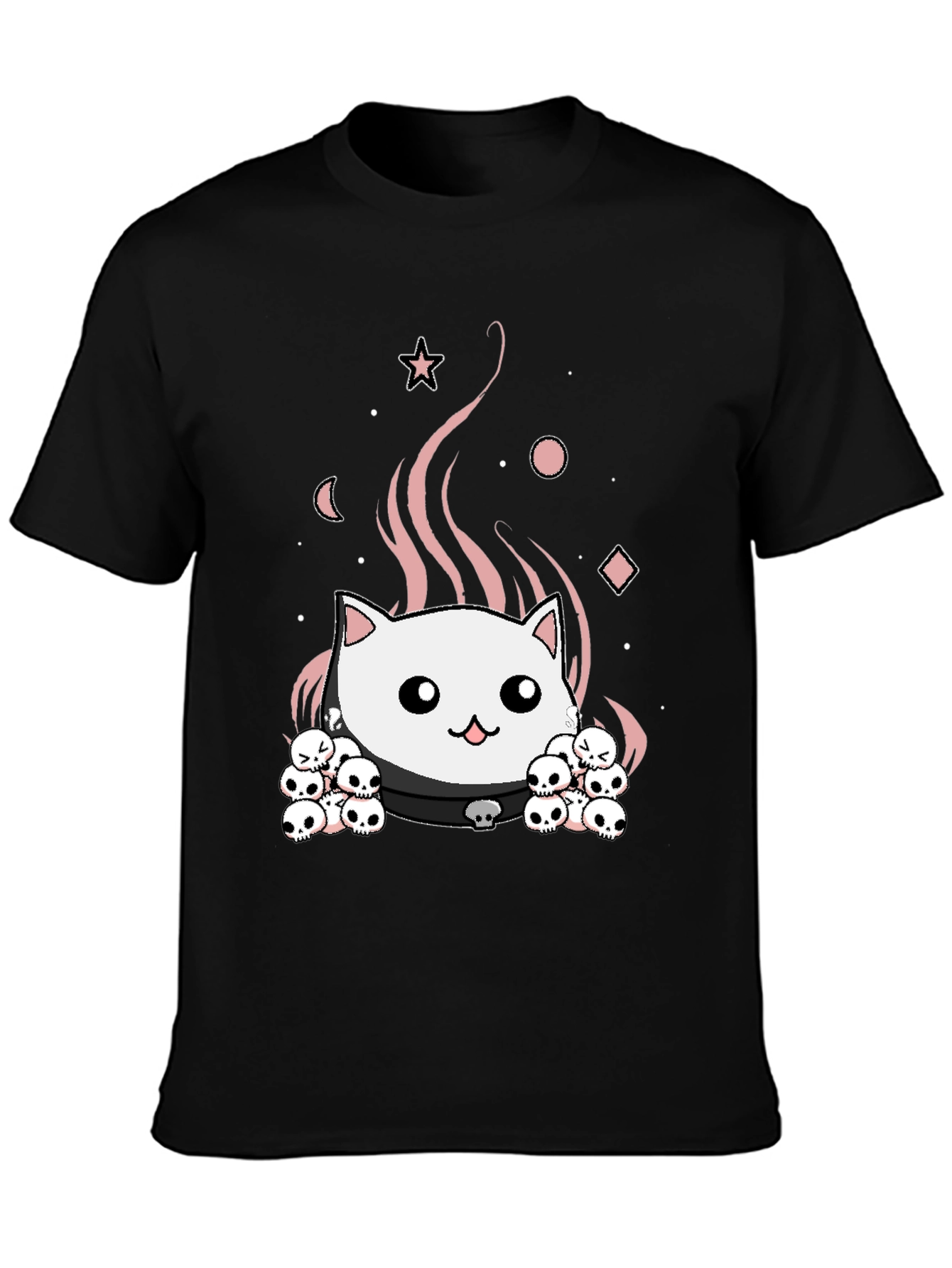 Gothic Cat Skull T-Shirt - Cute Spooky Design