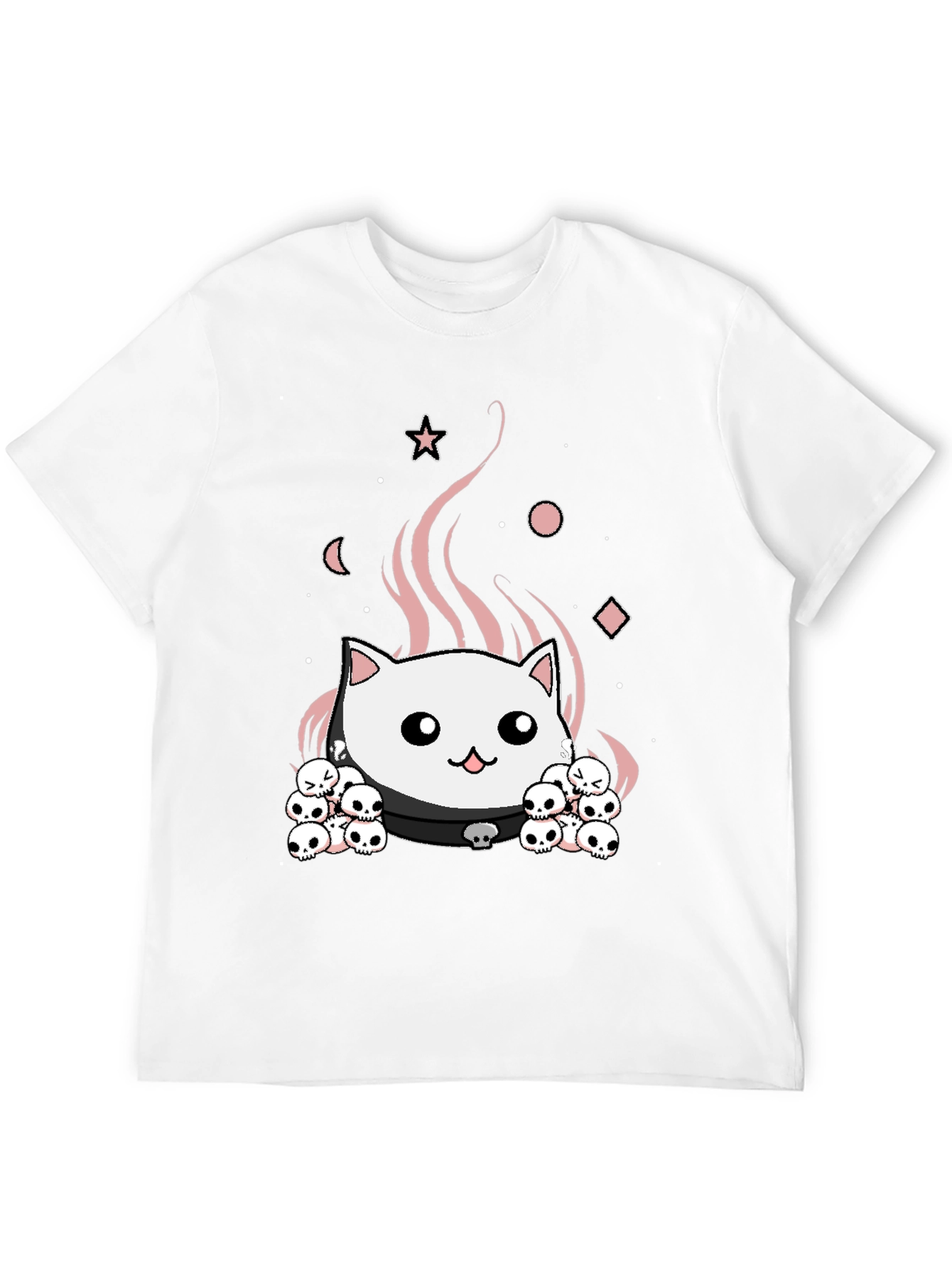 Gothic Cat Skull T-Shirt - Cute Spooky Design