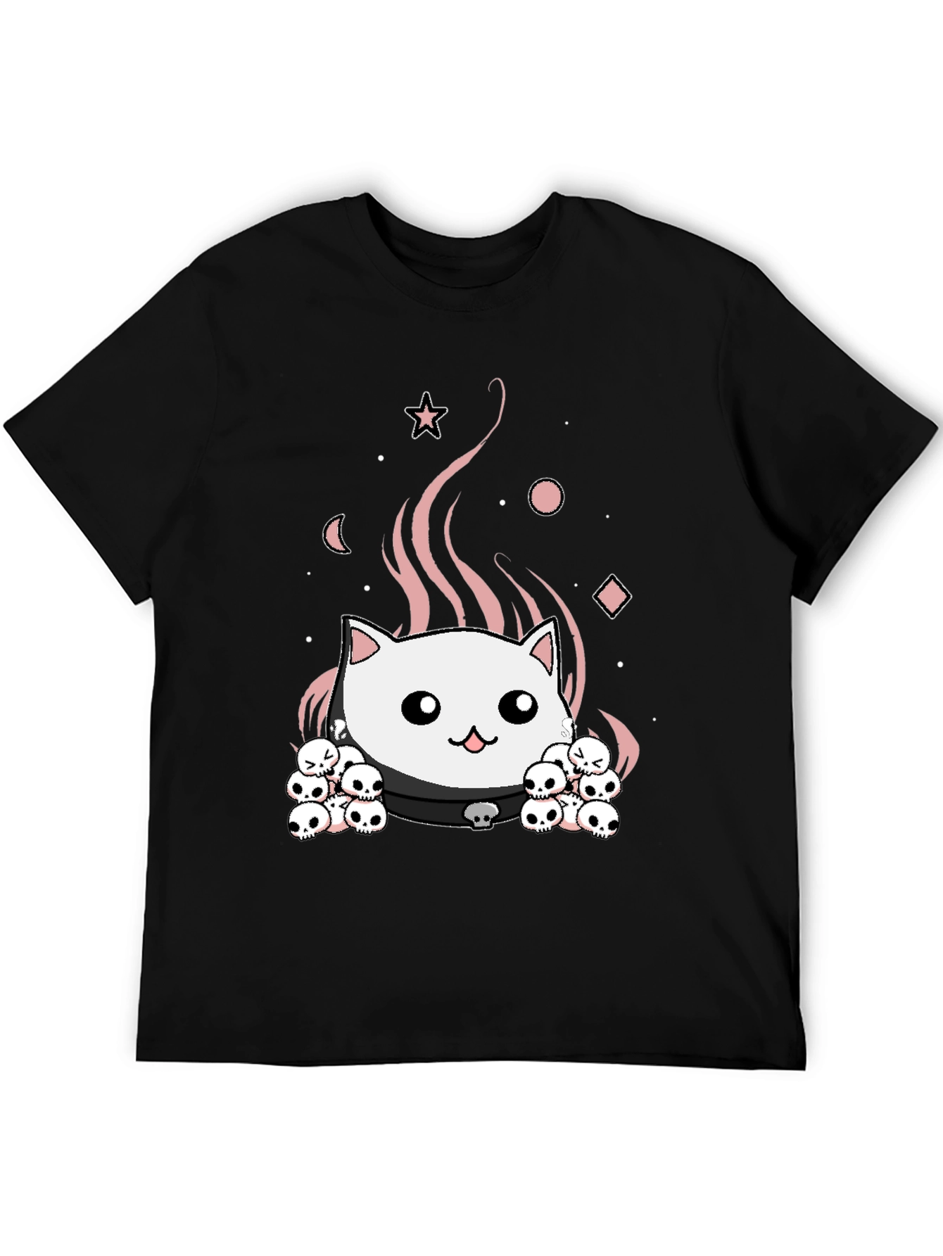 Gothic Cat Skull T-Shirt - Cute Spooky Design