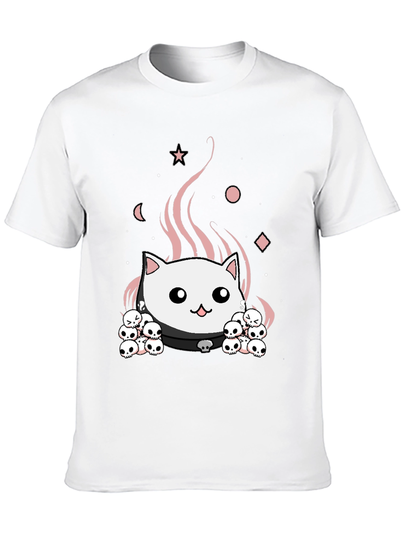 Gothic Cat Skull T-Shirt - Cute Spooky Design