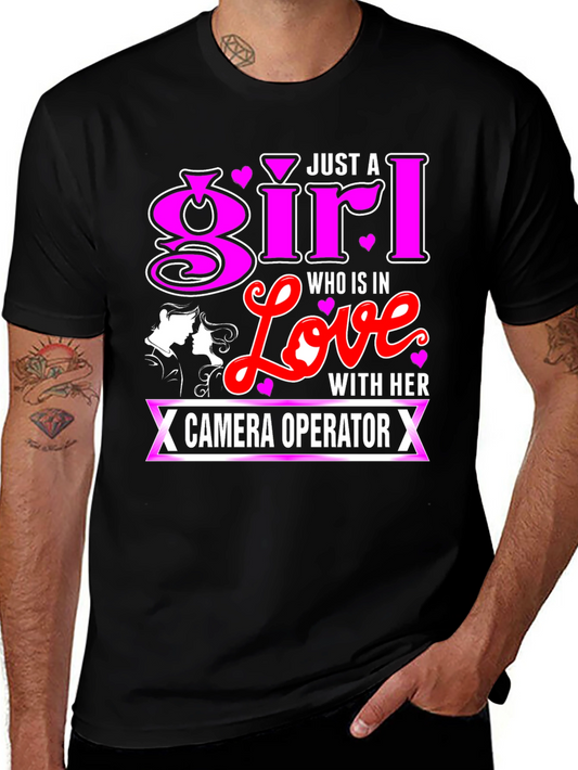 Girl In Love With Camera Operator Black T-Shirt