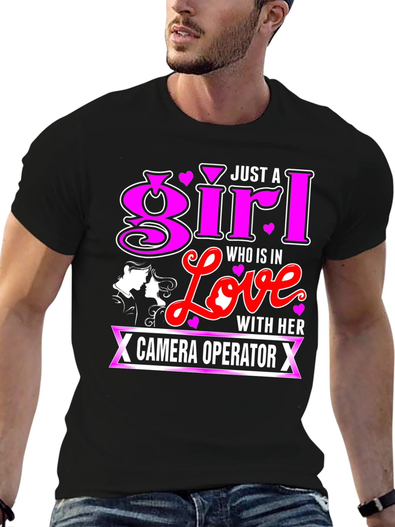 Girl In Love With Camera Operator Black T-Shirt