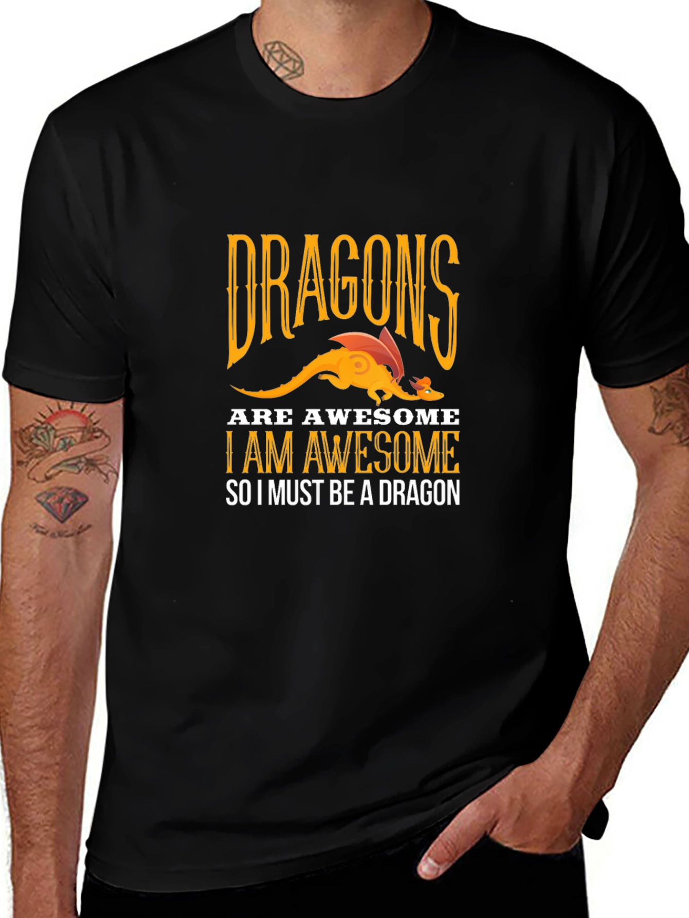 Awesome Dragon Graphic Tee - Black Cotton T-Shirt