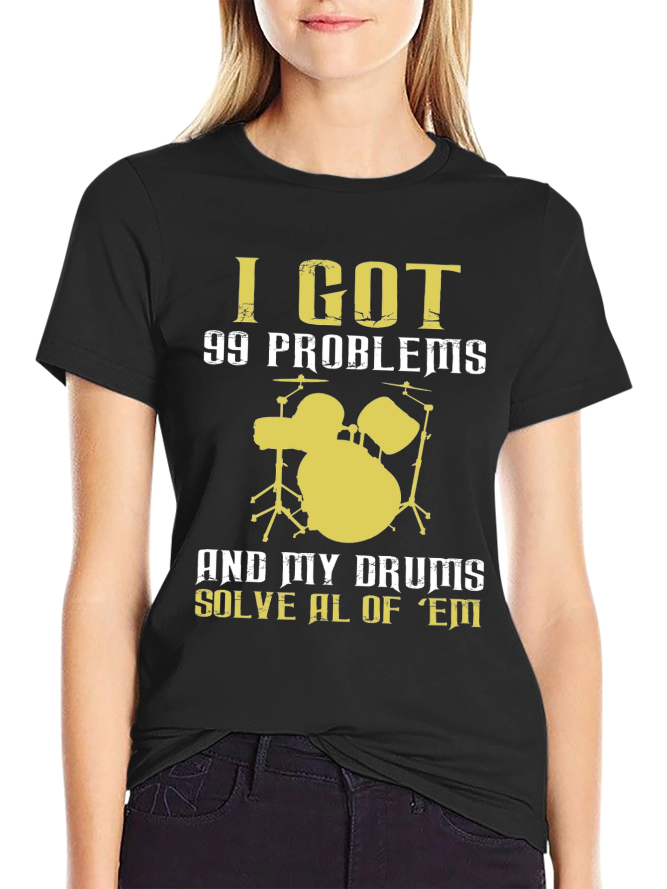Drummer T-Shirt - 99 Problems Drum Set Music Tee