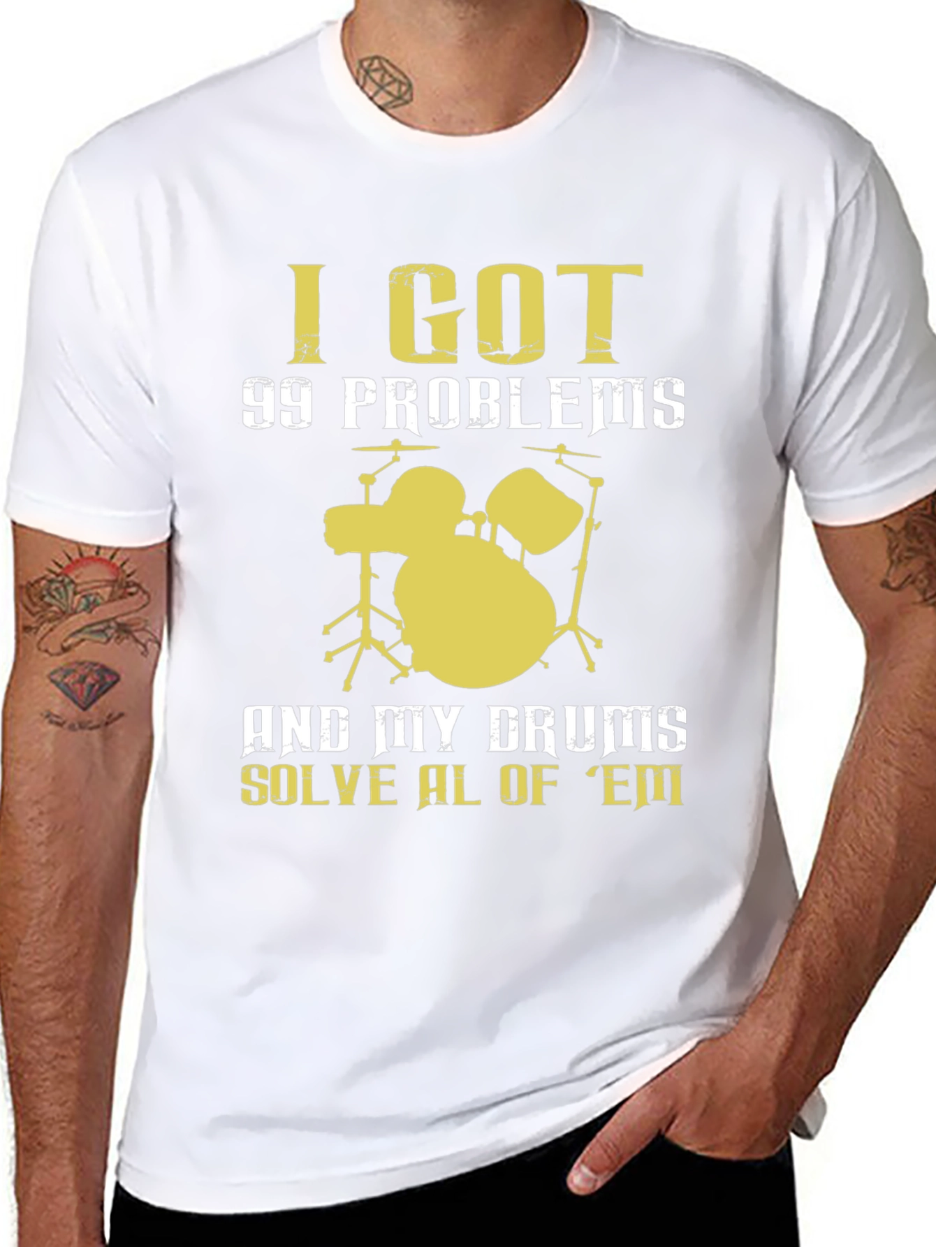 Drummer T-Shirt - 99 Problems Drum Set Music Tee