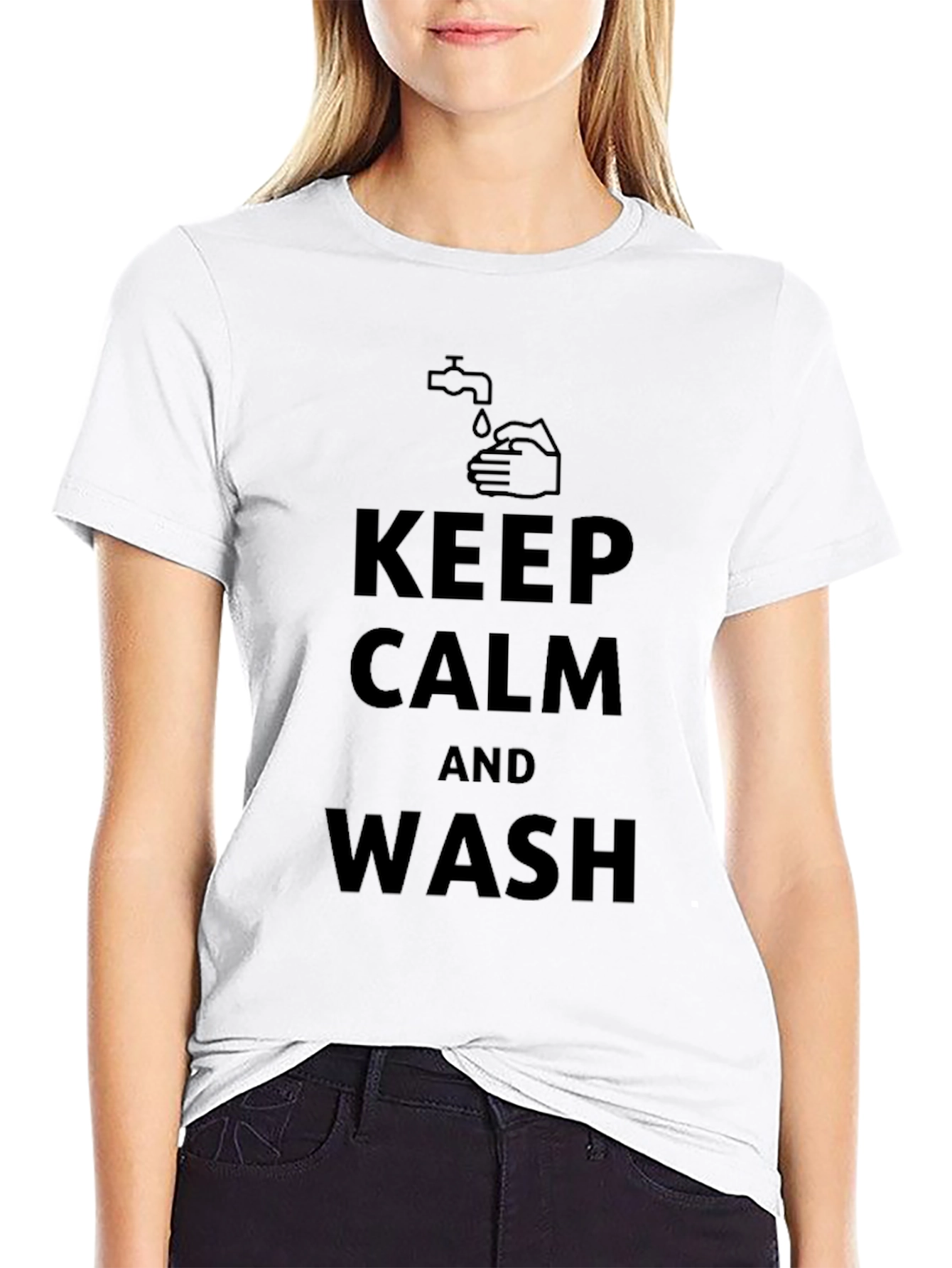 Keep Calm & Wash Black Cotton Tee