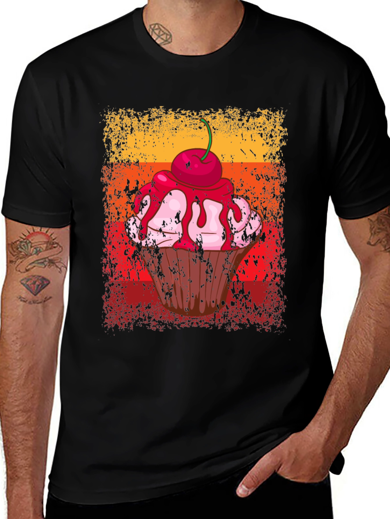 Retro Cupcake Graphic Tee - Stylish Novelty T-Shirt