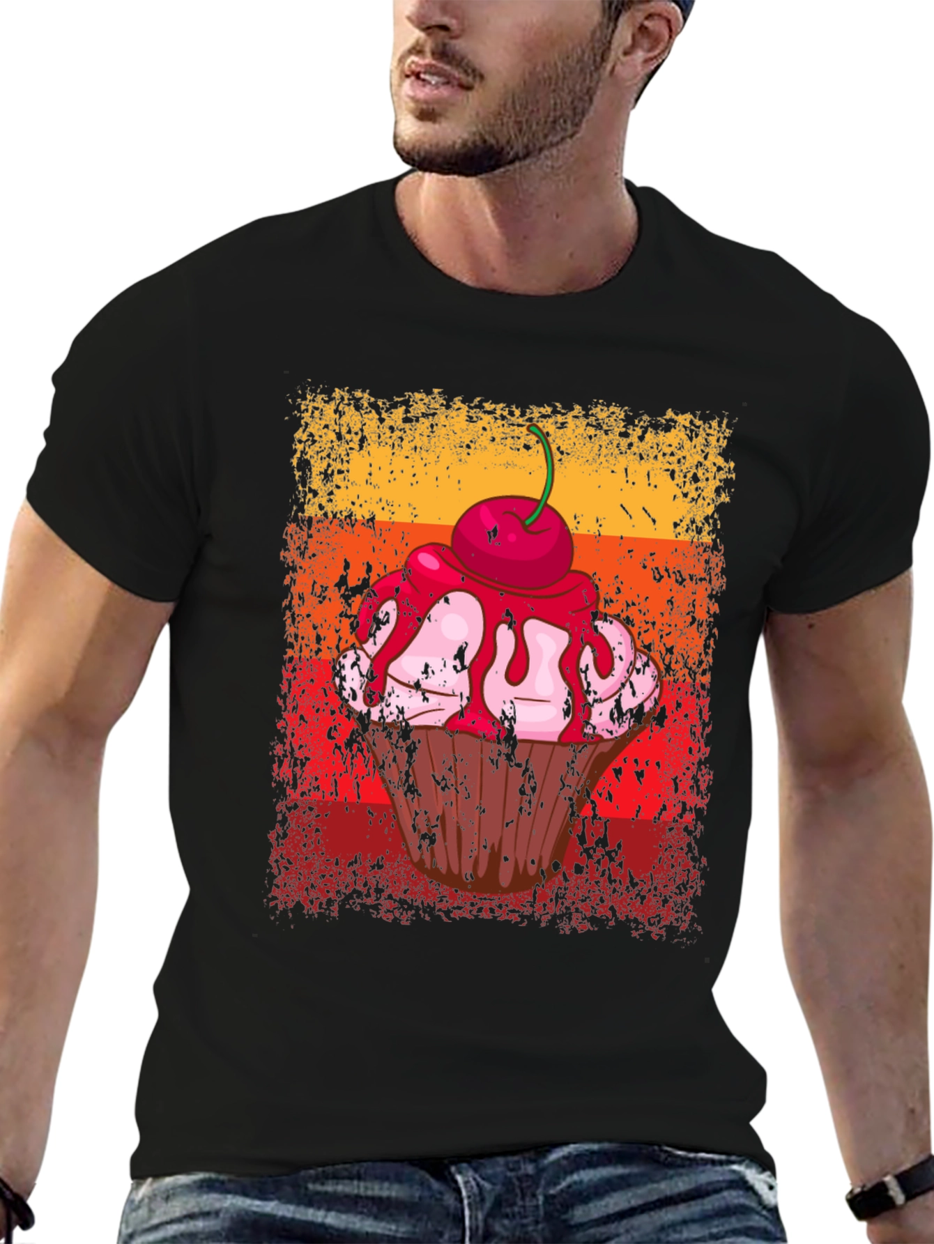 Retro Cupcake Graphic Tee - Stylish Novelty T-Shirt