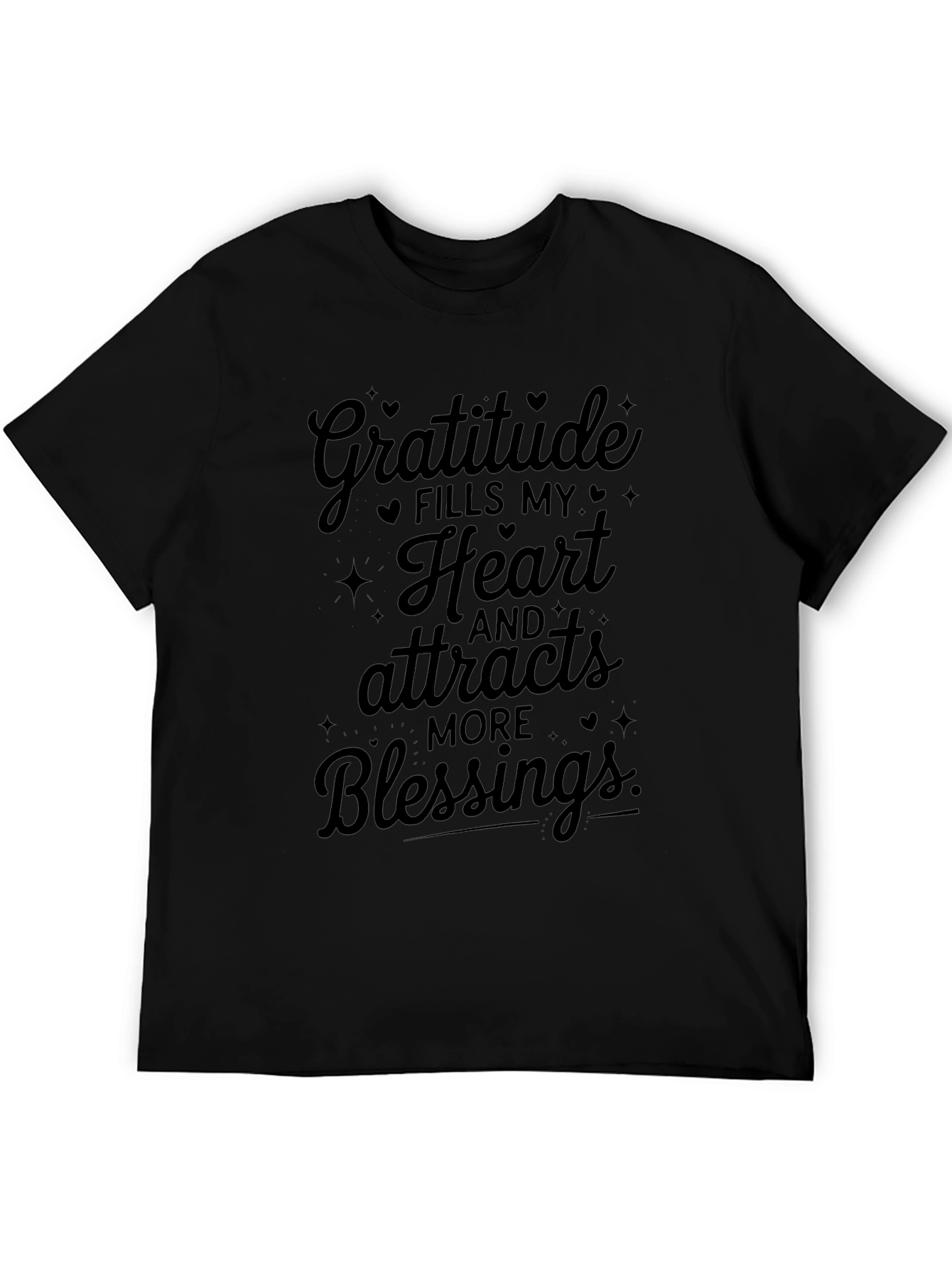 Gratitude Fills My Heart Black T-Shirt