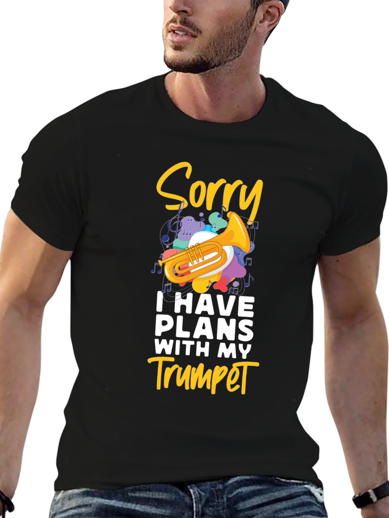 Sorry Trumpet Player Black T-Shirt