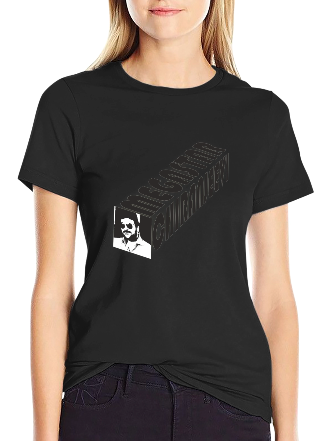 Megastar Chiranjeevi Black Graphic Tee