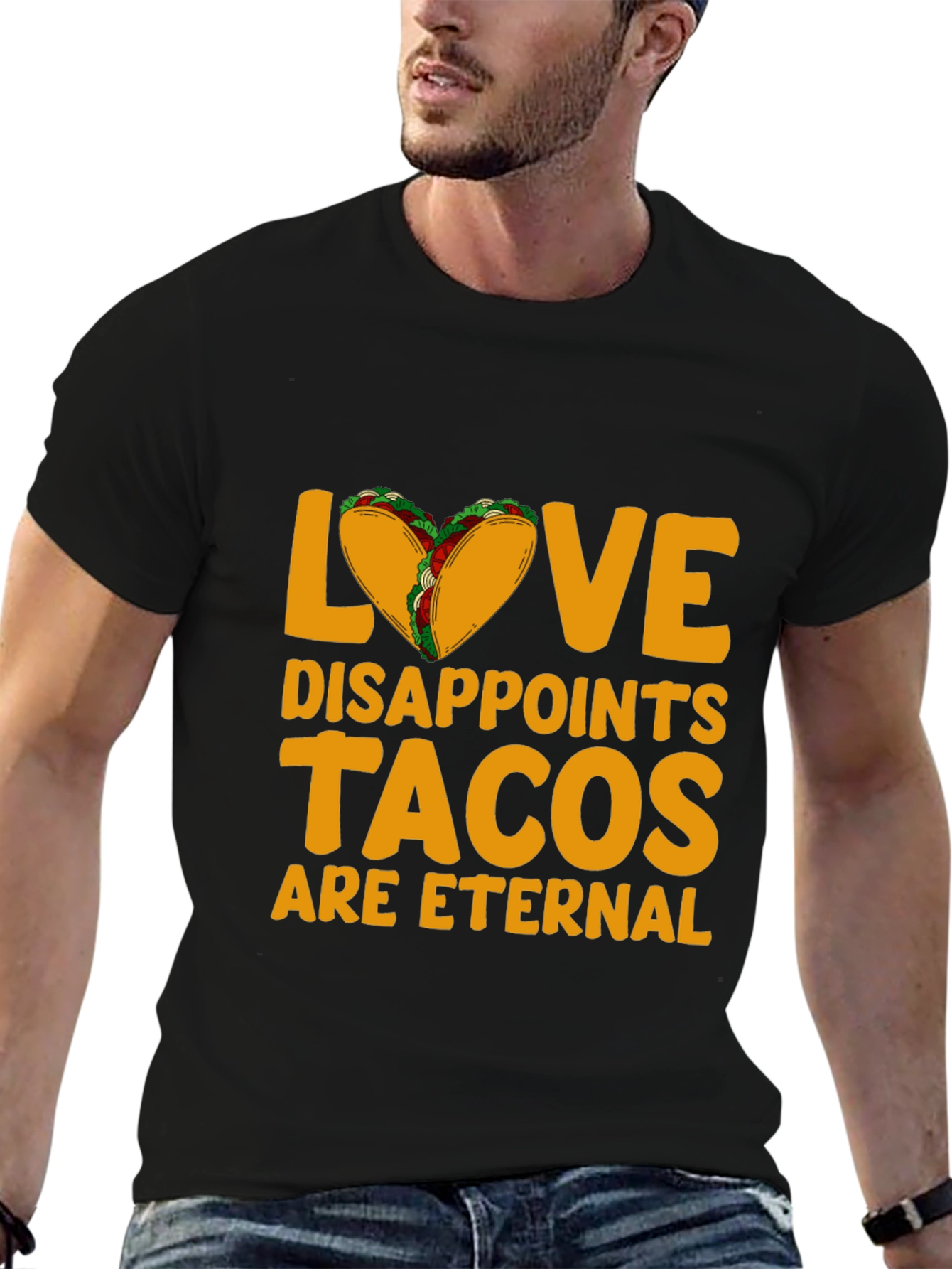 Love Disappoints Tacos Eternal Black Graphic Tee