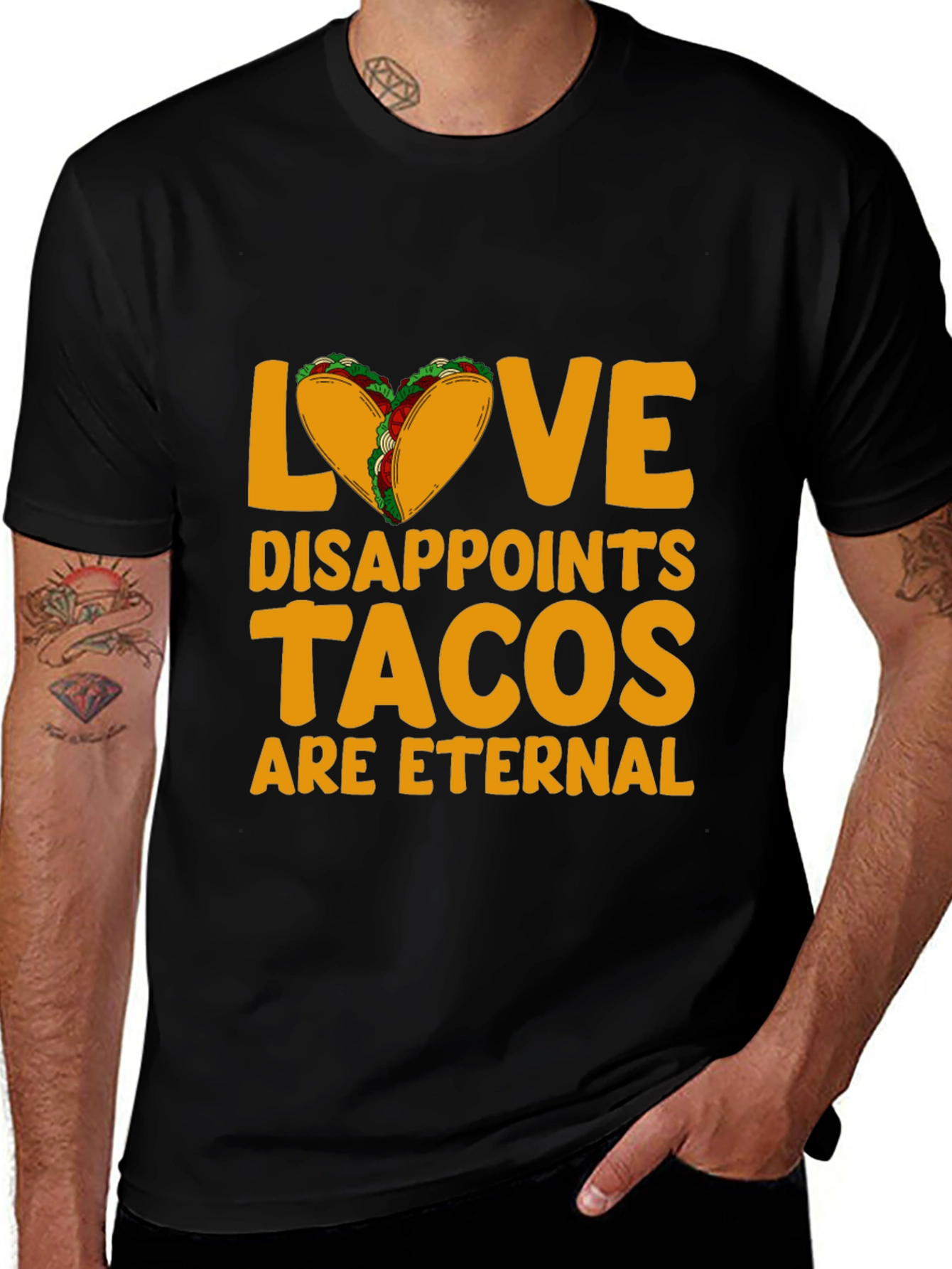Love Disappoints Tacos Eternal Black Graphic Tee