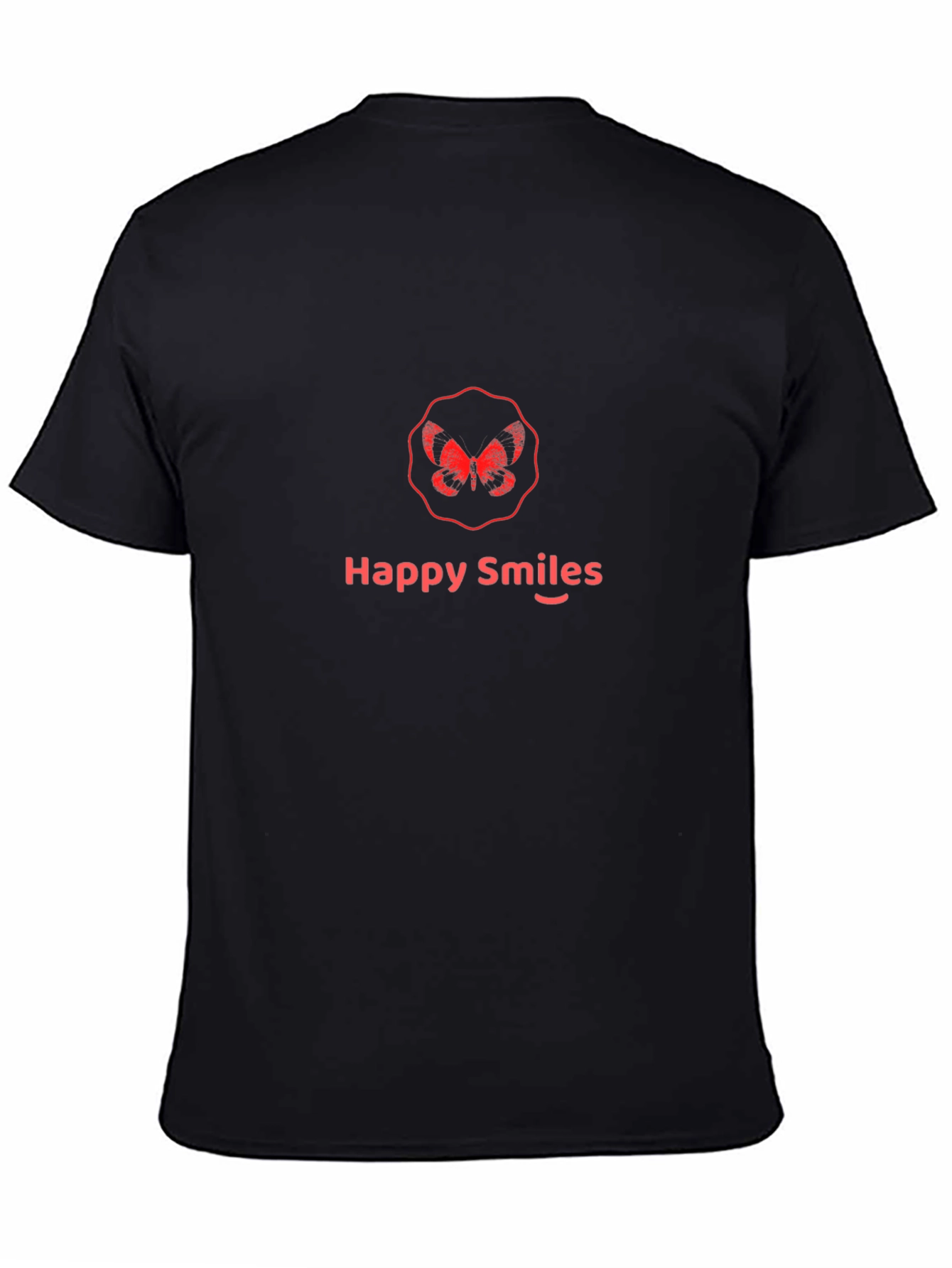 Happy Smiles Black T-Shirt - Butterfly Logo
