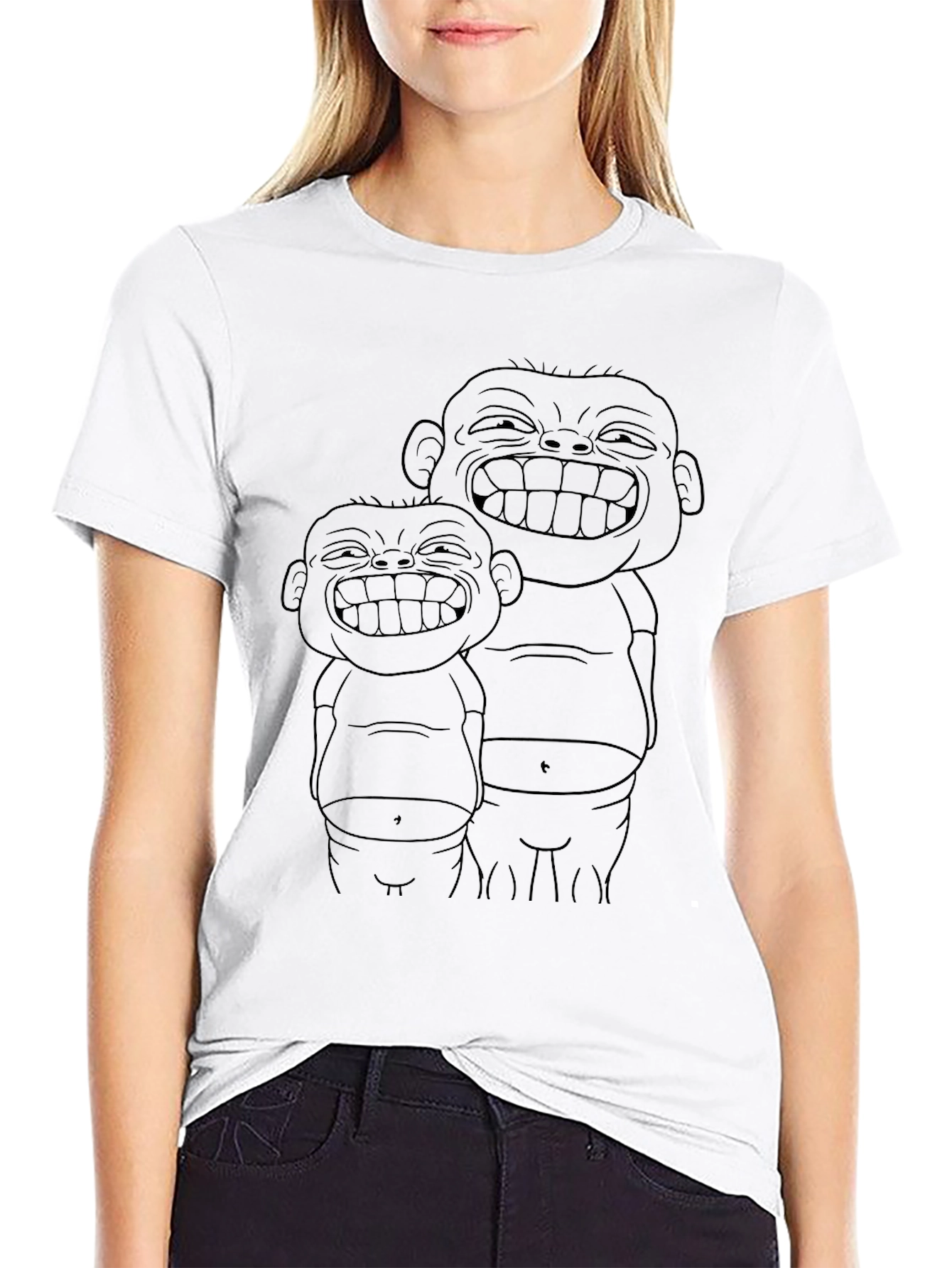 Cartoon Laughing Buddies Tee - Black