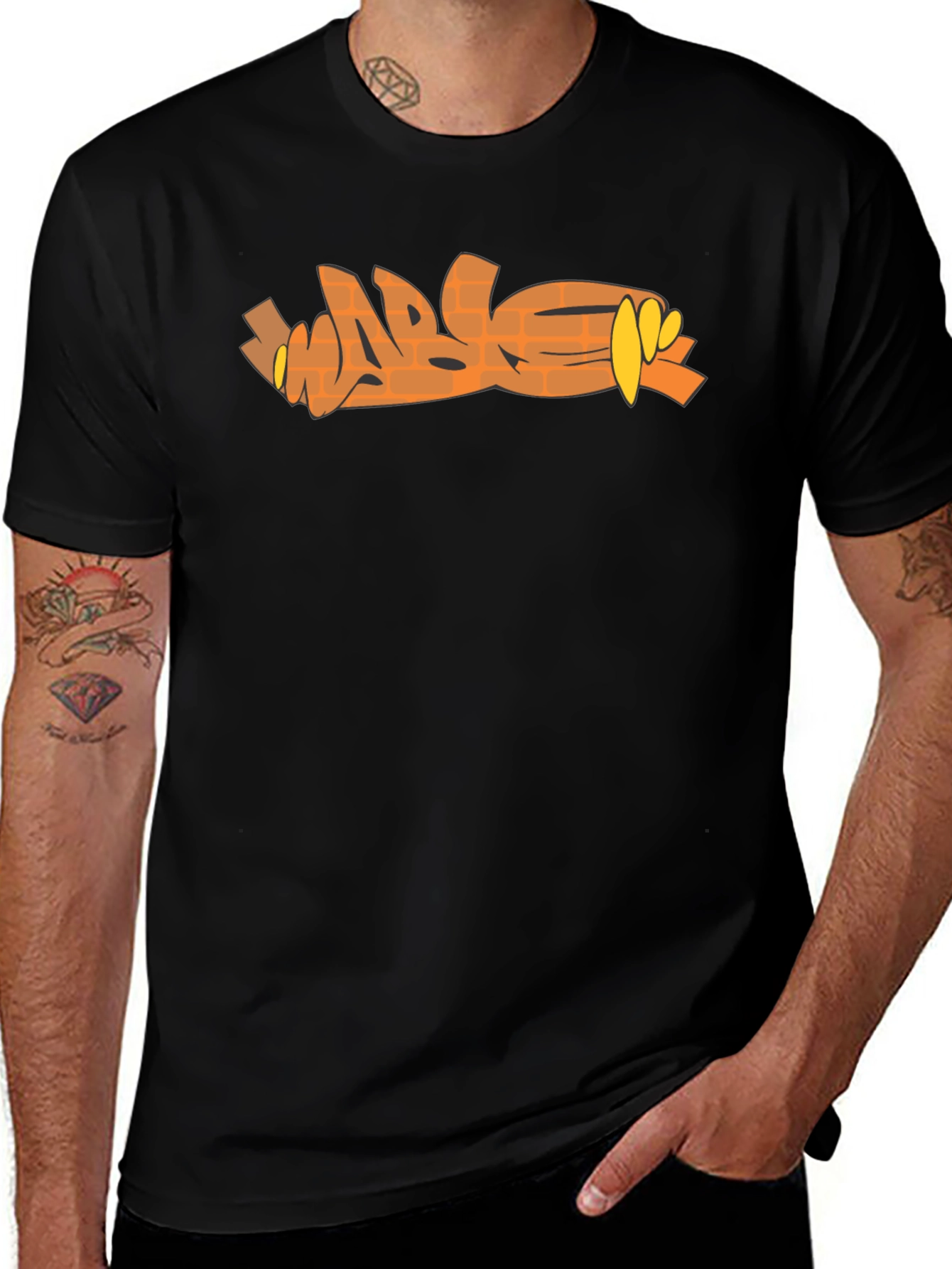 Brick Graffiti Style T-Shirt - Trendy Urban Design
