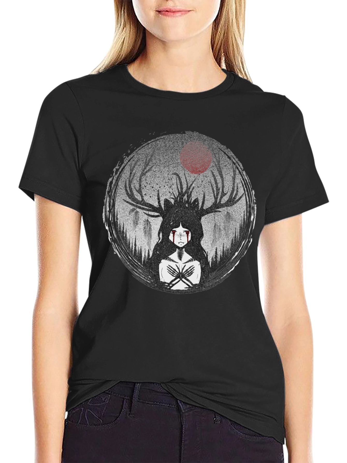 Mystic Antler T-Shirt - Dark Forest Design