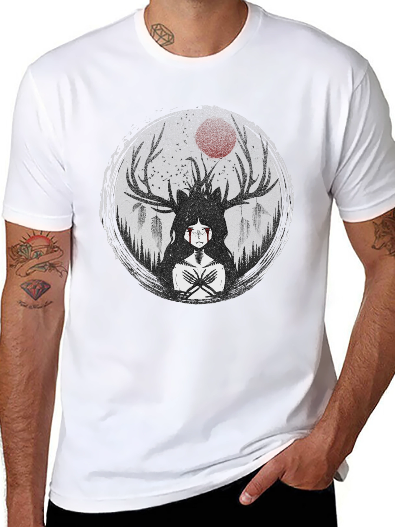 Mystic Antler T-Shirt - Dark Forest Design