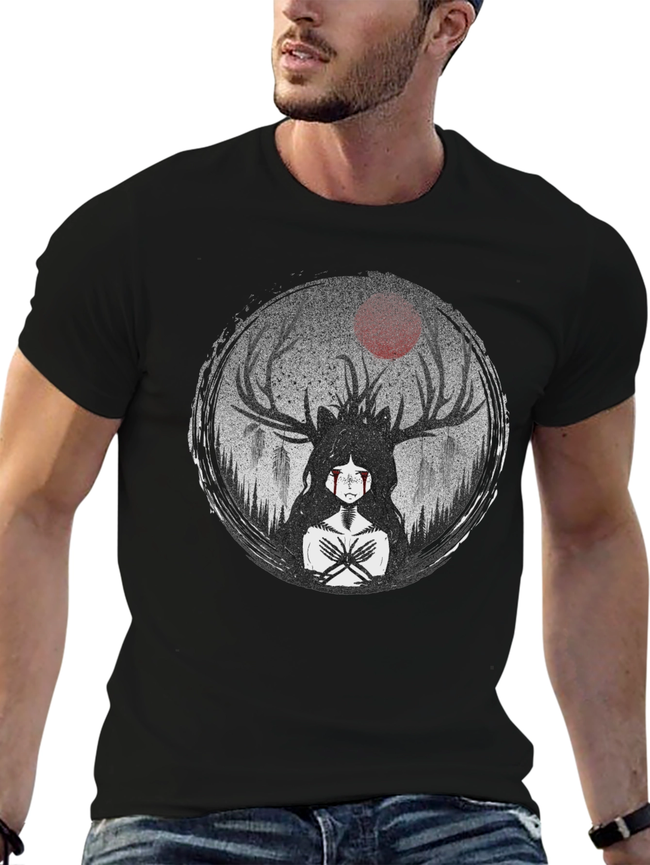 Mystic Antler T-Shirt - Dark Forest Design