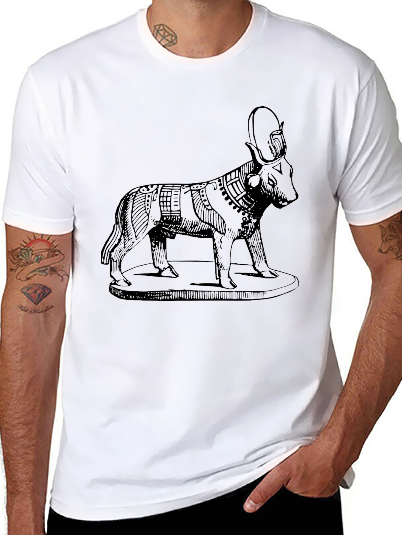 Egyptian God Apis Bull Graphic Tee - Black
