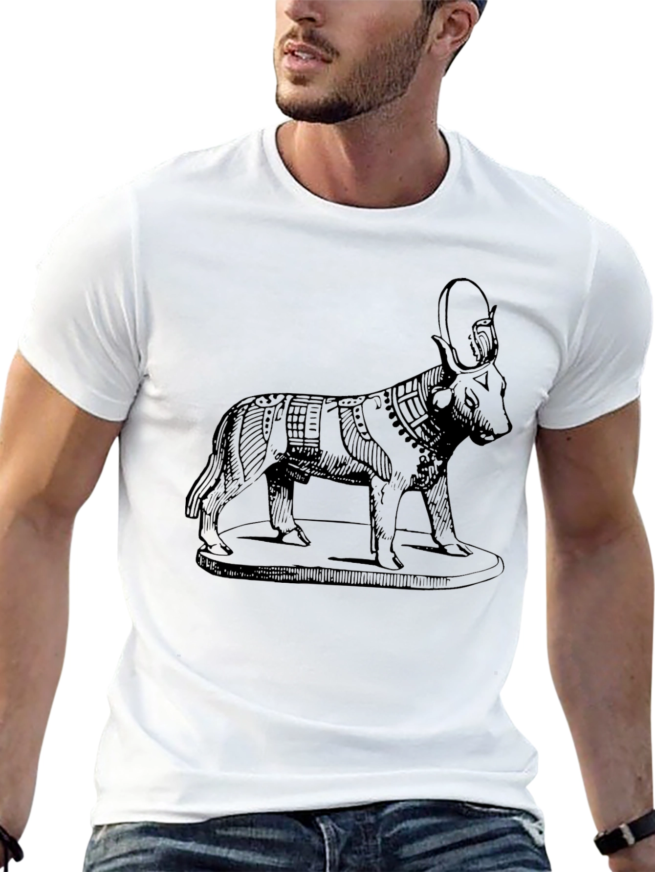 Egyptian God Apis Bull Graphic Tee - Black