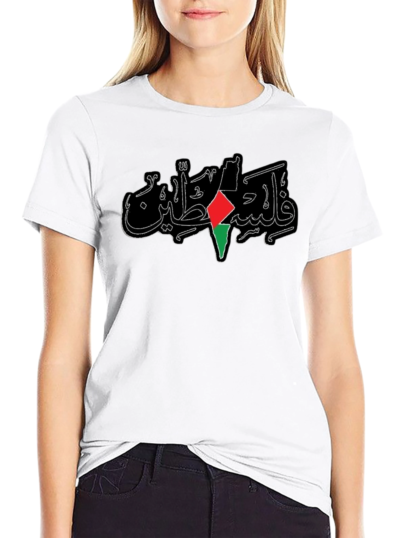 Palestine Flag Graphic Black T-Shirt