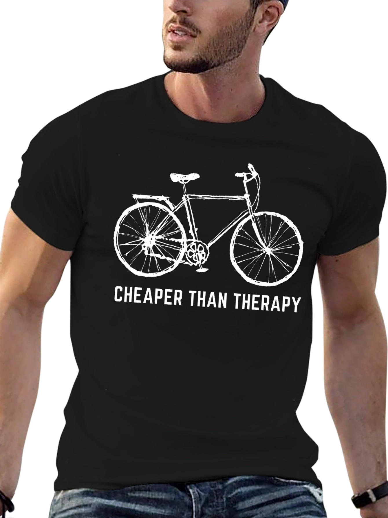 Cheaper Than Therapy Bicycle Graphic T-Shirt