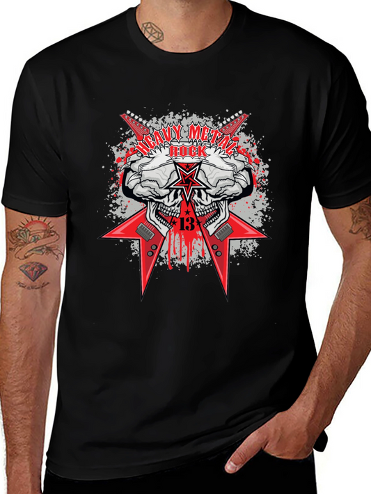 Heavy Metal Rock Skull Graphic T-Shirt