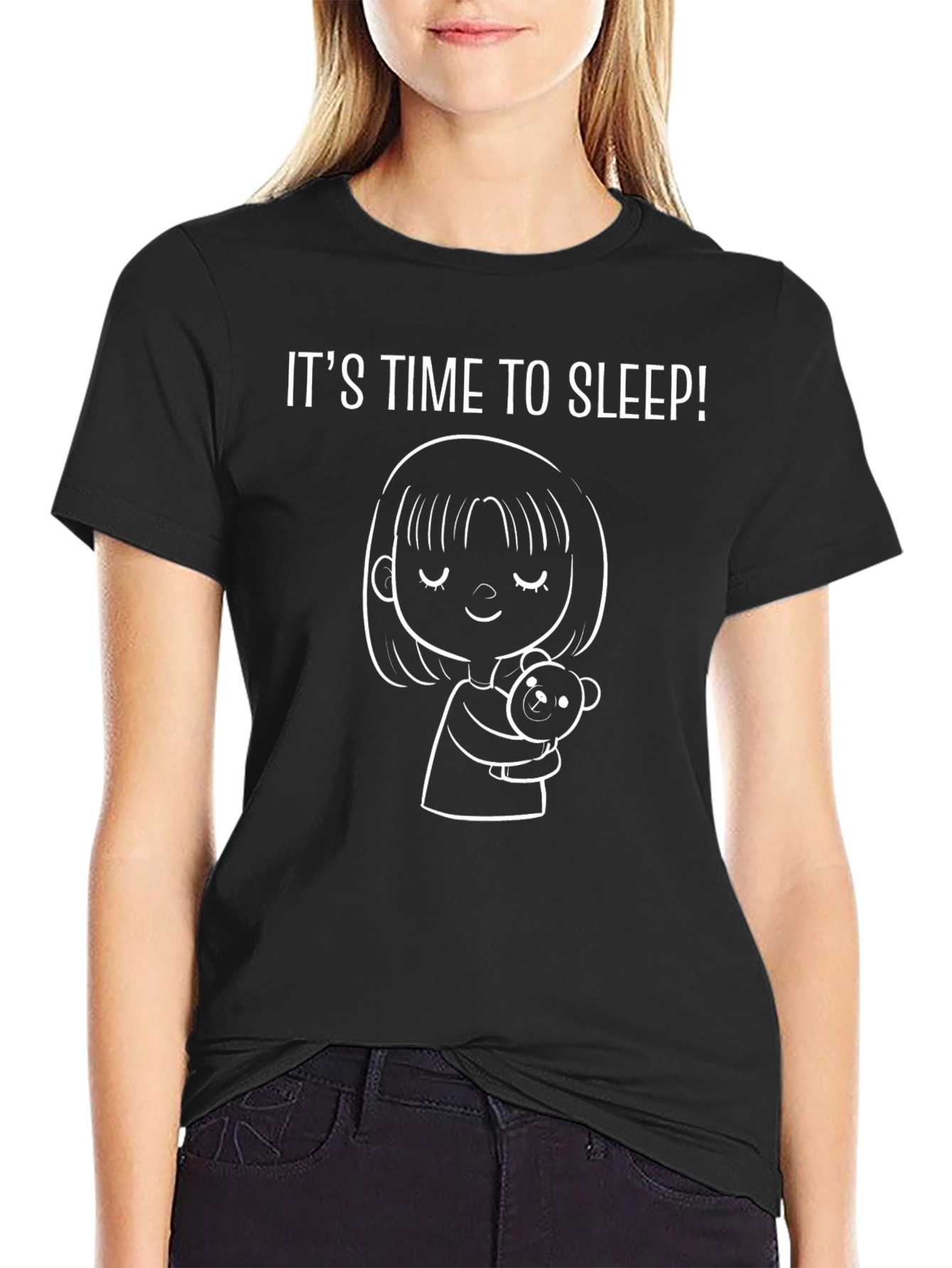 Its Time to Sleep Black T-Shirt