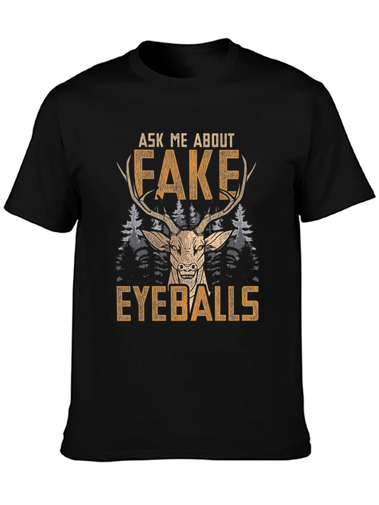 Funny Fake Eyeballs Deer Graphic T-Shirt