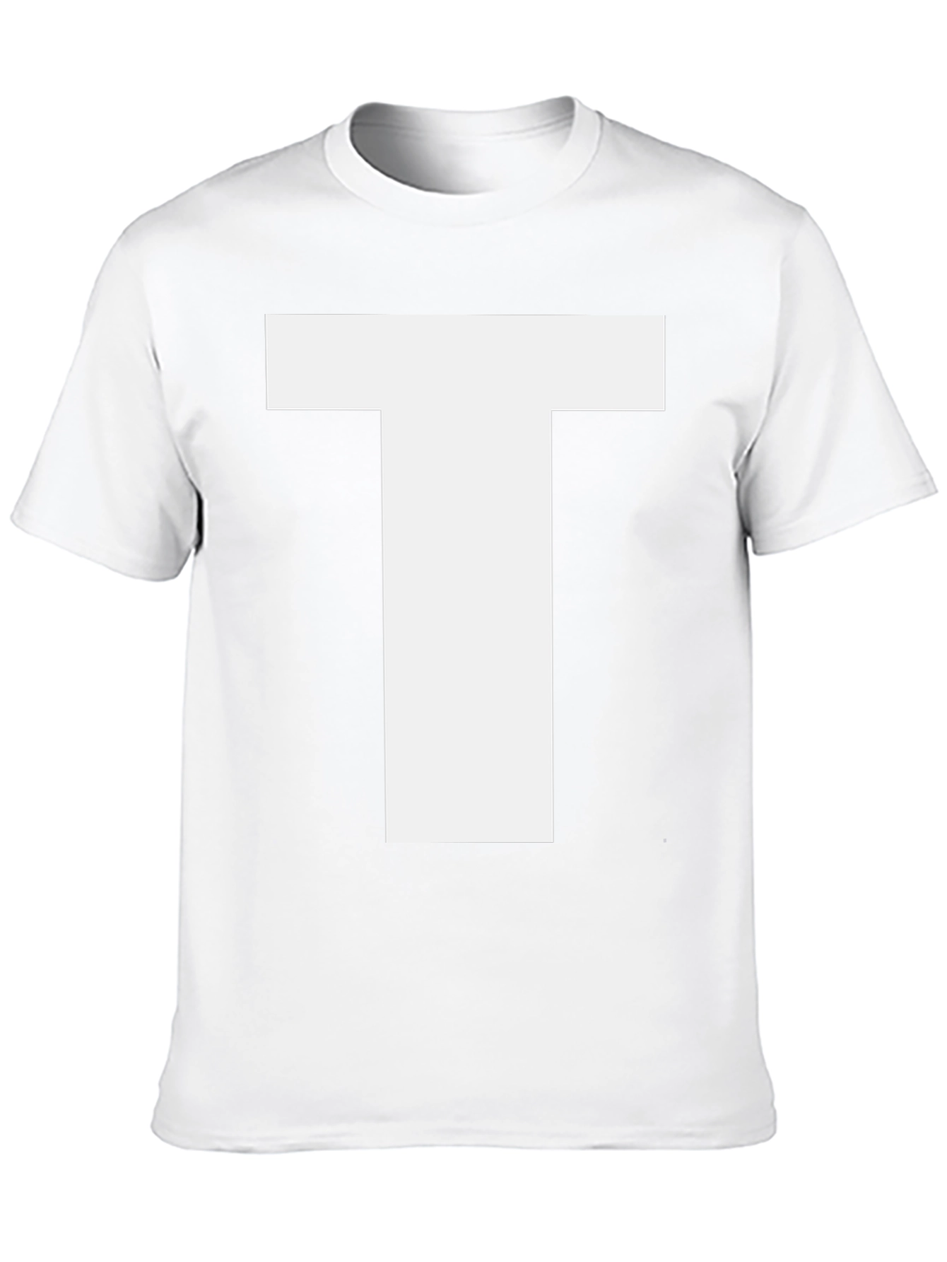 Bold White Letter T Graphic Black Cotton T-Shirt