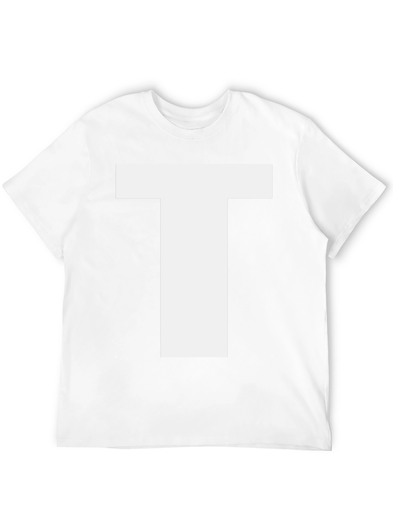 Bold White Letter T Graphic Black Cotton T-Shirt