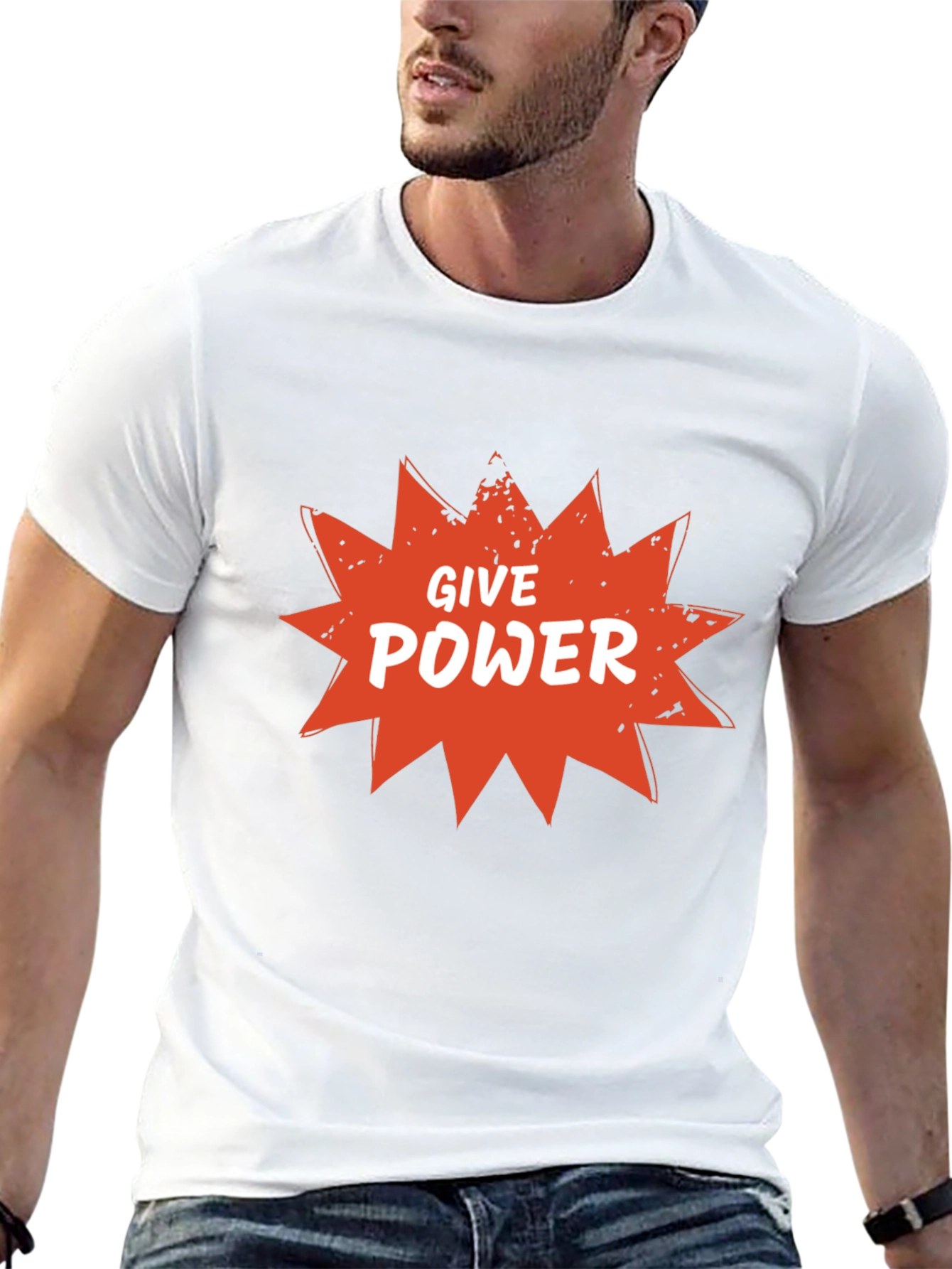 Give Power Graphic Tee - Black Cotton Blend
